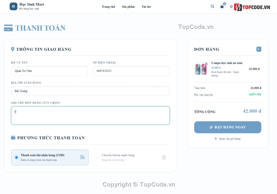 Học sinh,Website bán đồ dùng,bán